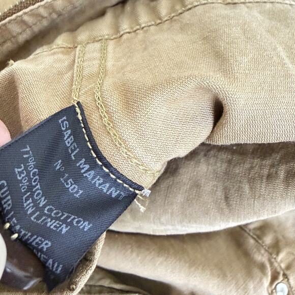 Isabel Marant Cropped Pants Womens Size 1 Khaki Ankle Zippers Button Equestrian - Picture 13 of 13